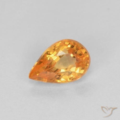 0.56ct Натуральный Ярко-оранжевый Сапфир, Форма груши, Чистота VVS