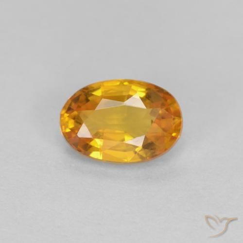 0.56ct Натуральный Глубокий оранжево-золотой Сапфир, Овал, VVS-VS