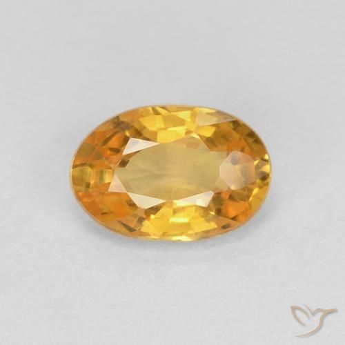 0.56ct Натуральный Темно-золотой апельсин Сапфир, Овал, Чистота VS
