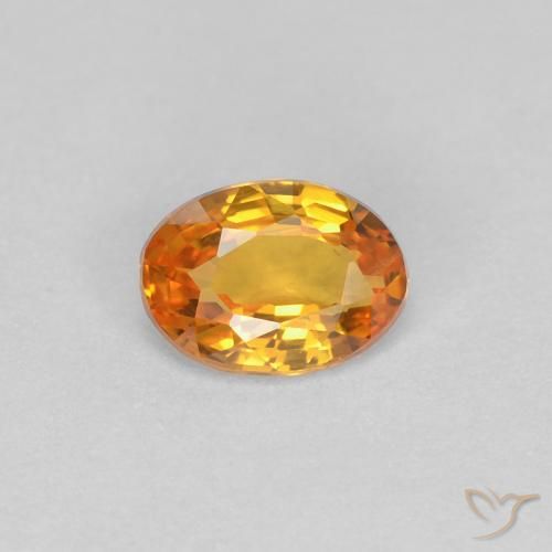 0.43ct Натуральный Абрикос Апельсин Сапфир, Овал, Чистота VVS