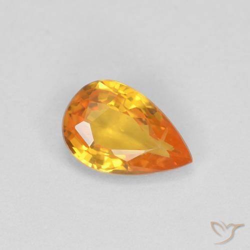 0.51ct Натуральный Абрикос Апельсин Сапфир, Форма груши, Чистота VVS
