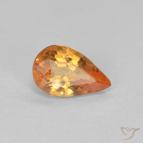 0.53ct Натуральный Ярко-оранжевый Сапфир, Форма груши, Чистота VVS