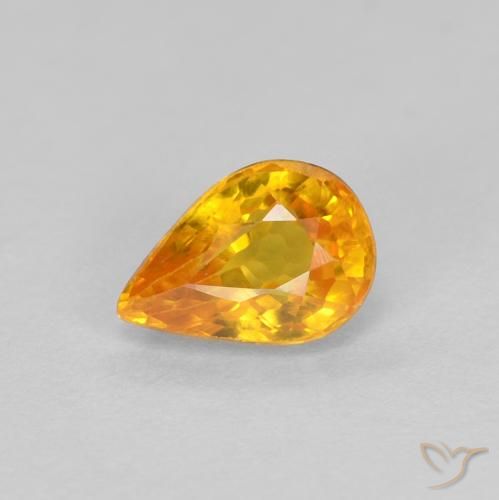 0.56ct Натуральный Золотой Сапфир, Форма груши, Чистота VVS