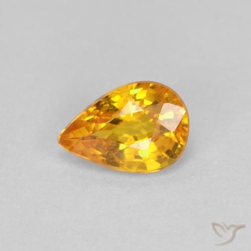 0.55ct Натуральный Абрикос Апельсин Сапфир, Форма груши, Чистота VVS