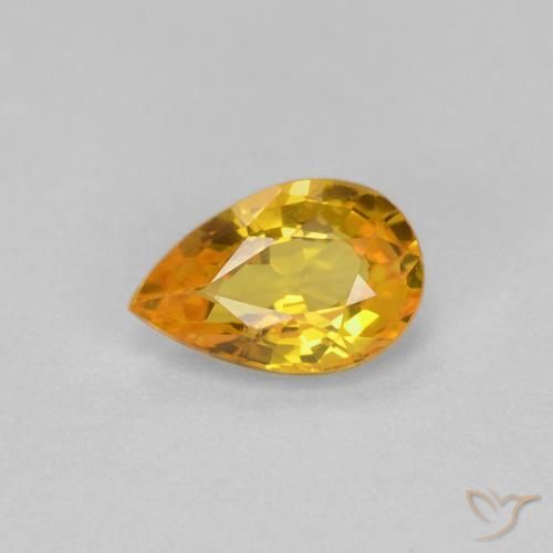 0.57ct Натуральный Золотой Сапфир, Форма груши, Чистота VVS
