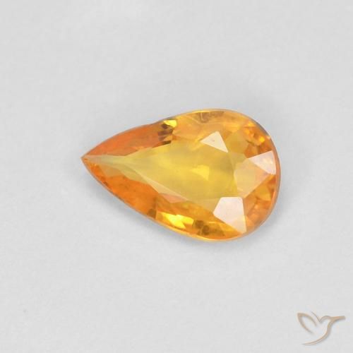 0.33ct Натуральный Абрикос Апельсин Сапфир, Форма груши, Чистота VS