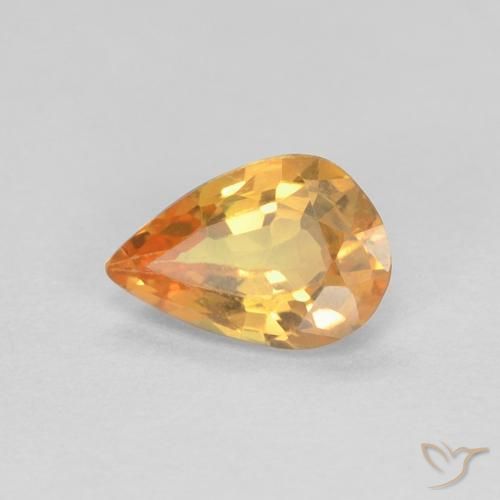 0.42ct Натуральный Ярко-оранжевый Сапфир, Форма груши, Чистота VVS