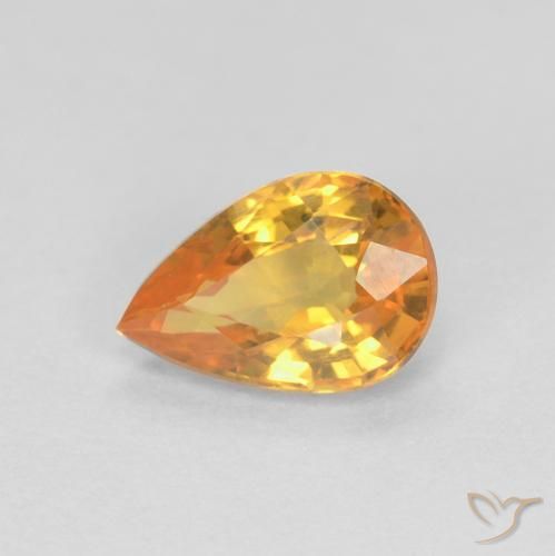 0.57ct Натуральный Оранжево-золотой Сапфир, Форма груши, Чистота VVS