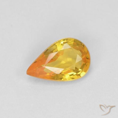 0.45ct Натуральный Золотой Сапфир, Форма груши, Чистота VVS