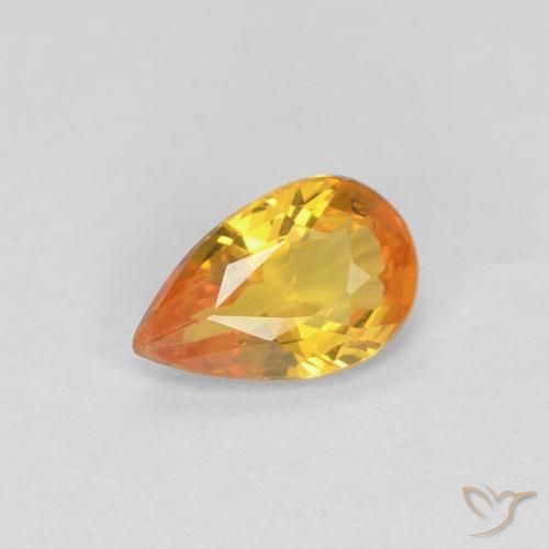 0.42ct Натуральный Абрикос Апельсин Сапфир, Форма груши, Чистота VVS