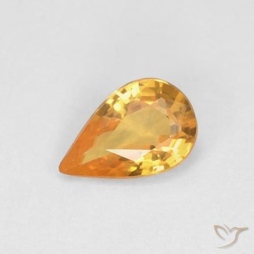 0.49ct Натуральный Абрикос Апельсин Сапфир, Форма груши, Чистота VVS