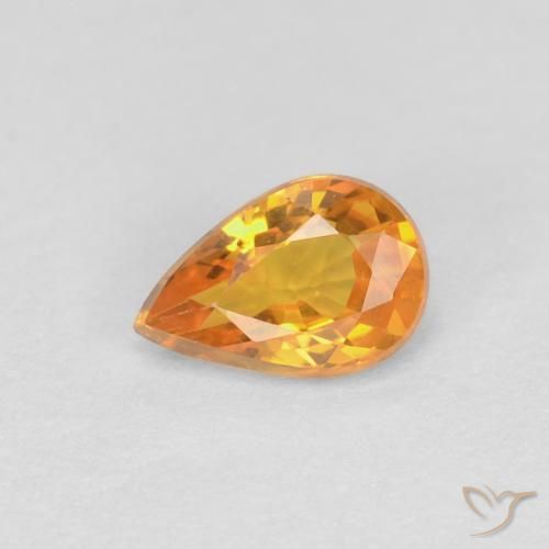0.51ct Натуральный Абрикос Апельсин Сапфир, Форма груши, Чистота VVS