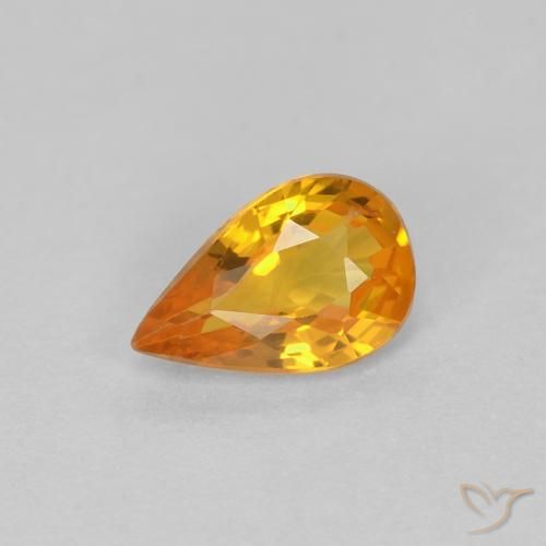 0.52ct Натуральный Абрикос Апельсин Сапфир, Форма груши, Чистота VVS