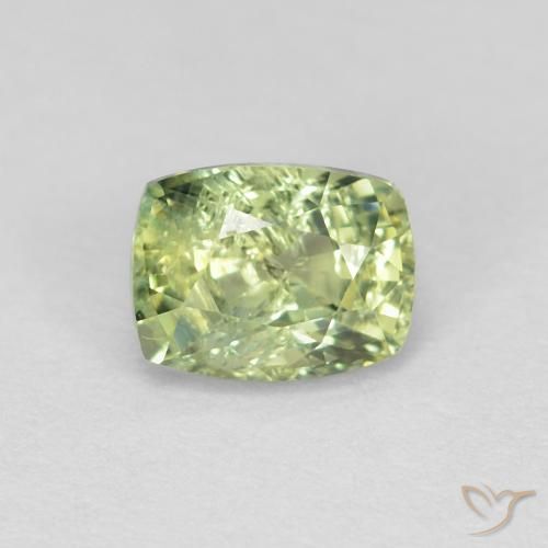 0.83ct Натуральный Желтовато-зеленый Сапфир, Подушка, VS-SI