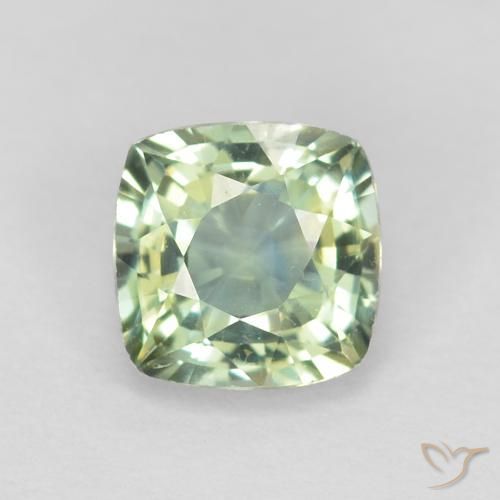 0.81ct Натуральный Светло-зеленый шалфей Сапфир, Подушка, Чистота VVS