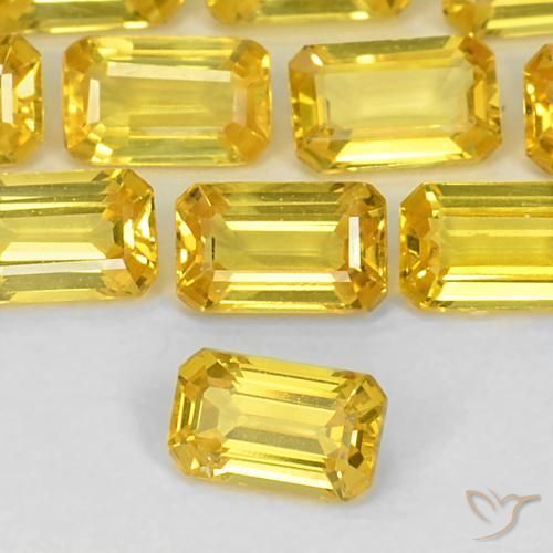 0.41ct Натуральный Желтый Сапфир, Изумрудная огранка, Чистота VS