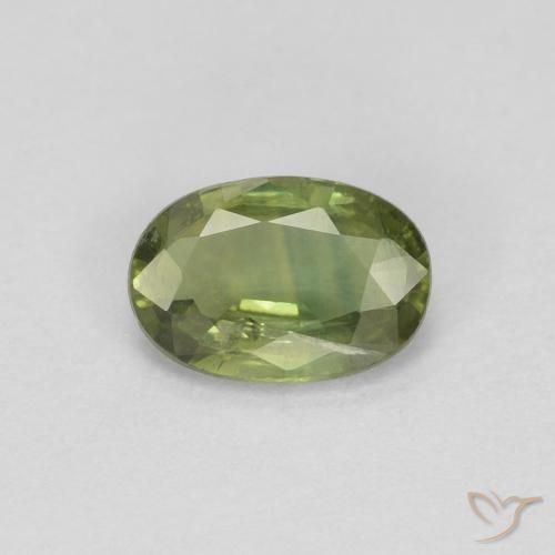 0.54ct Натуральный Средне-темно-зеленый Сапфир, Овал, Чистота VS