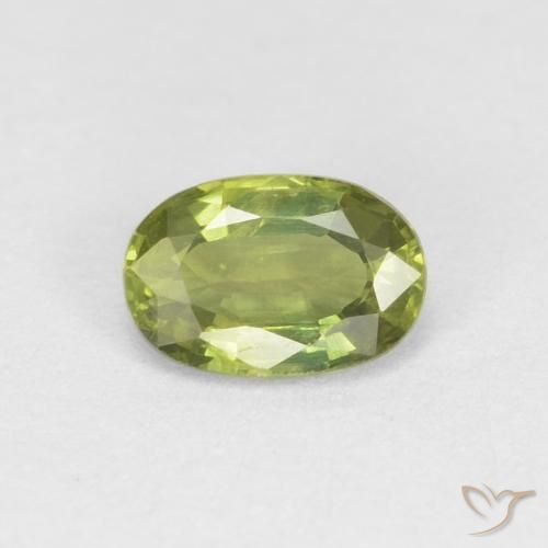 0.57ct Натуральный Оливковый Зеленый Сапфир, Овал, Чистота VS