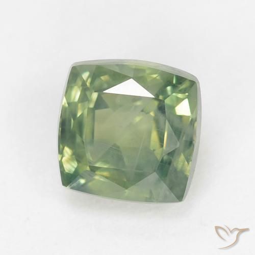 0.88ct Натуральный Светло-зеленый шалфей Сапфир, Подушка, Чистота VS