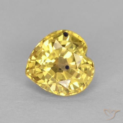 0.59ct Натуральный Светло-желтый Сапфир, Сердце, Чистота VS