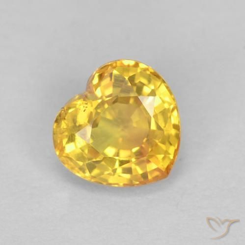 0.48ct Натуральный Золотой Сапфир, Сердце, Чистота VS
