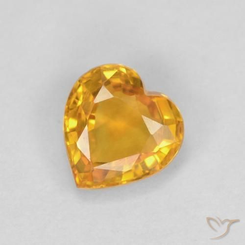 0.48ct Натуральный Оранжево-золотой Сапфир, Сердце, VVS-VS