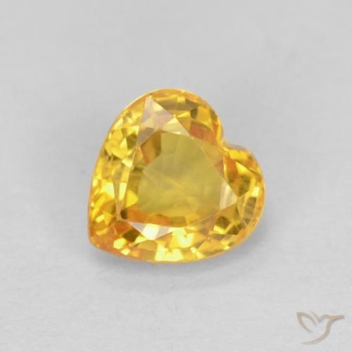 0.49ct Натуральный Золотой Сапфир, Сердце, VVS-VS