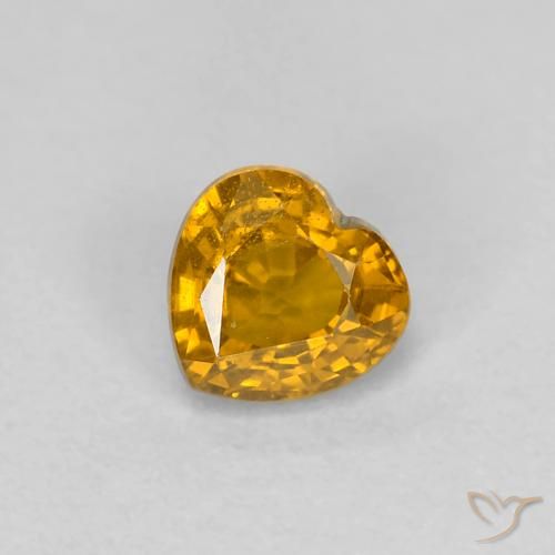 0.41ct Натуральный Средний оранжево-золотой Сапфир, Сердце, Чистота VS