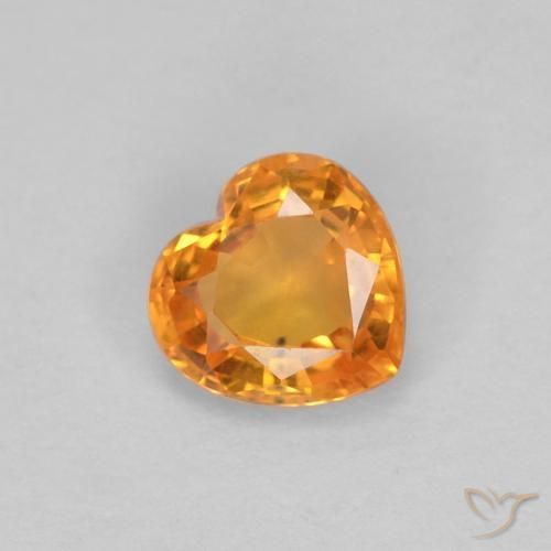 0.45ct Натуральный Ярко-оранжевый Сапфир, Сердце, VVS-VS