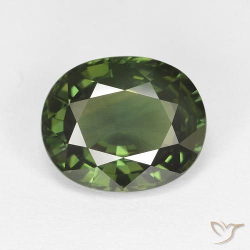 4.12ct Натуральный Темно-зеленый Сапфир, Овал, Чистота VVS