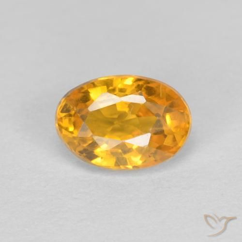 0.60ct Натуральный Оранжево-золотой Сапфир, Овал, Чистота VVS