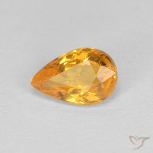 0.47ct Натуральный Оранжево-золотой Сапфир, Форма груши, Чистота VVS