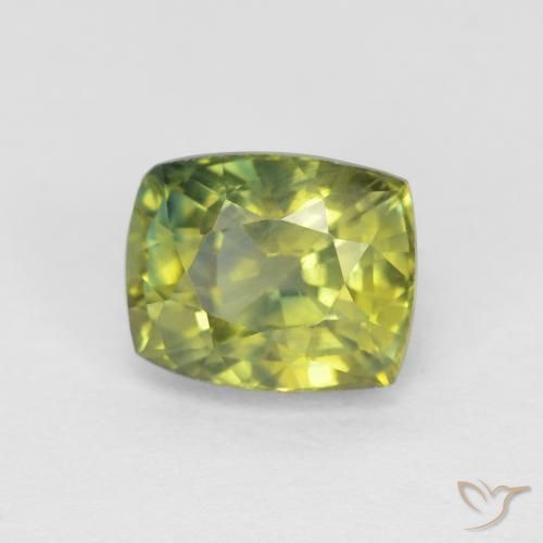 0.98ct Натуральный Medium Light Green Сапфир, Подушка, VVS-VS