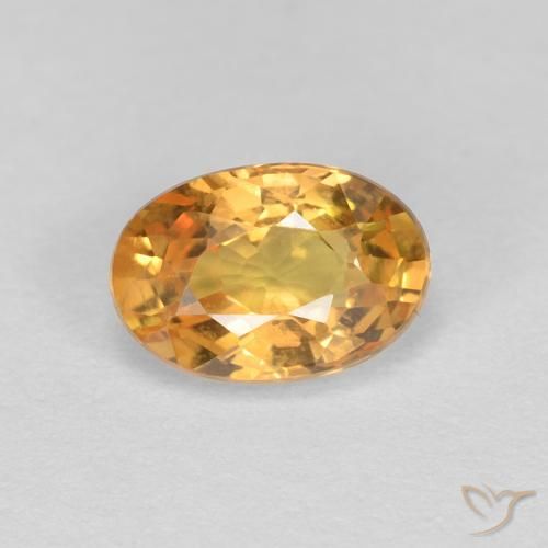 0.65ct Натуральный Оранжево-золотой Сапфир, Овал, Чистота VVS