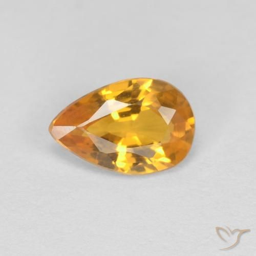 0.42ct Натуральный Оранжево-золотой Сапфир, Форма груши, Чистота VVS