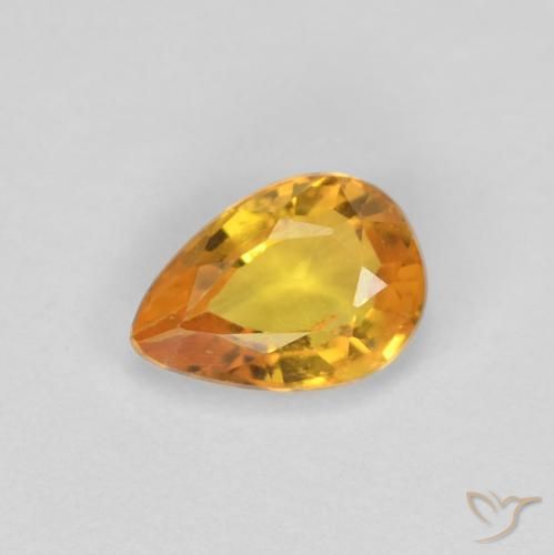 0.46ct Натуральный Глубокий оранжево-золотой Сапфир, Форма груши, VS-SI