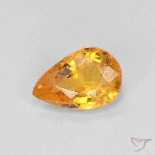 0.54ct Натуральный Глубокий оранжево-золотой Сапфир, Форма груши, VS-SI