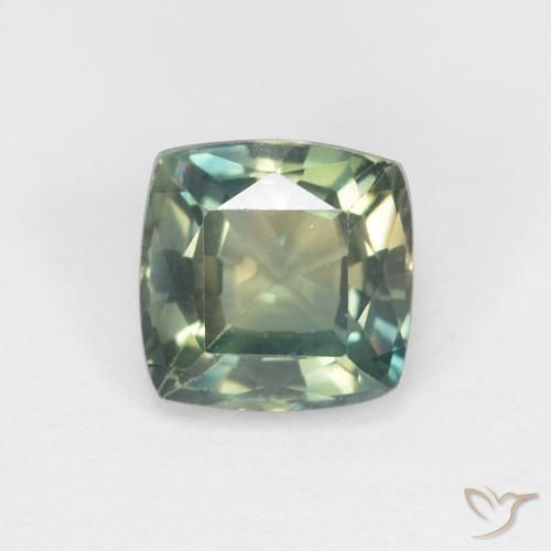 1.15ct Натуральный Сине-зеленый Сапфир, Подушка, Чистота VVS