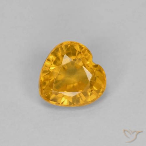0.47ct Натуральный Глубокий оранжево-золотой Сапфир, Сердце, Чистота VS