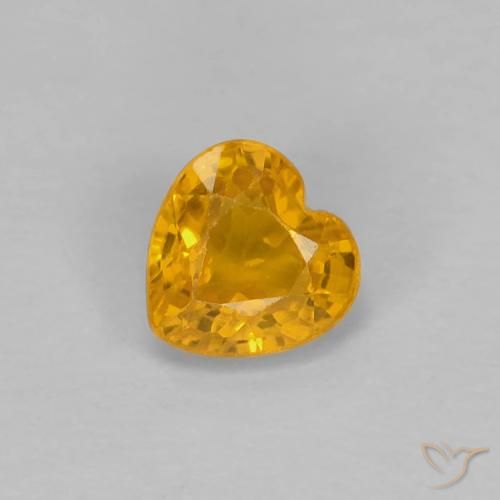 0.43ct Натуральный Темно-оранжево-золотой Сапфир, Сердце, Чистота VS