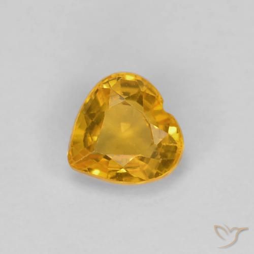 0.48ct Натуральный Глубокий оранжево-золотой Сапфир, Сердце, Чистота VS