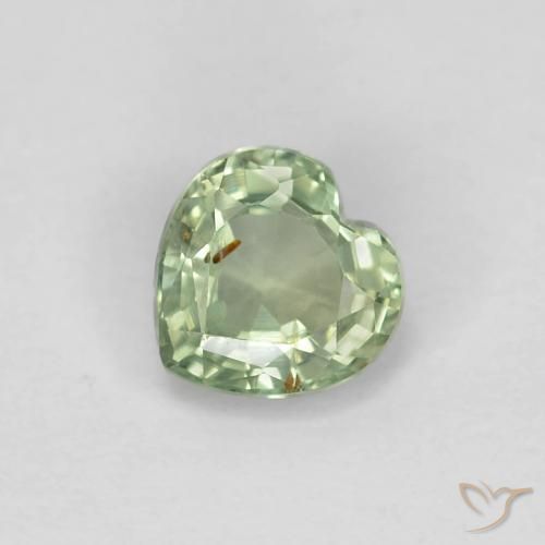 0.48ct Натуральный Светло-зеленый Сапфир, Сердце, Чистота VS