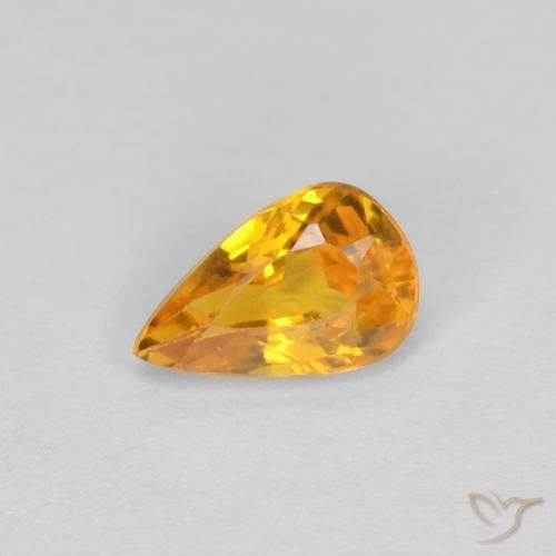 0.47ct Натуральный Глубокий оранжево-золотой Сапфир, Форма груши, Чистота VVS