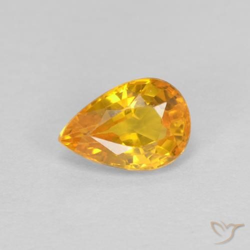 0.63ct Натуральный Золотой Сапфир, Форма груши, Чистота VVS