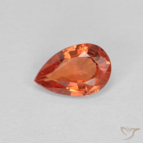 0.50ct Натуральный Красновато-оранжевый Сапфир, Форма груши, Чистота VVS