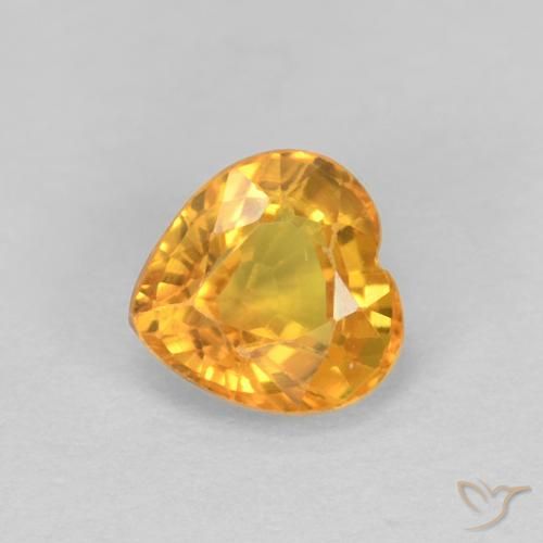 0.48ct Натуральный Темно-оранжево-золотой Сапфир, Сердце, Чистота VS