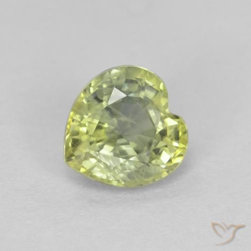 0.48ct Натуральный Оливковый Зеленый Сапфир, Сердце, Чистота VS