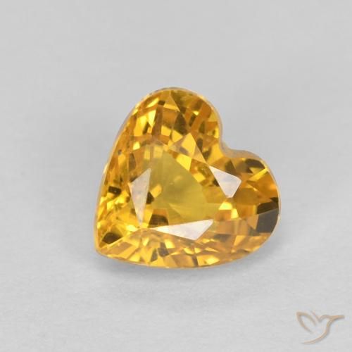 0.56ct Натуральный Золотисто-оранжевый Сапфир, Сердце, Чистота VVS