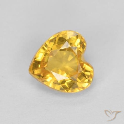 0.53ct Натуральный Золотисто-оранжевый Сапфир, Сердце, Чистота VVS