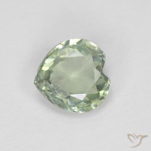 0.42ct Натуральный Светло-зеленый Сапфир, Сердце, Чистота VVS